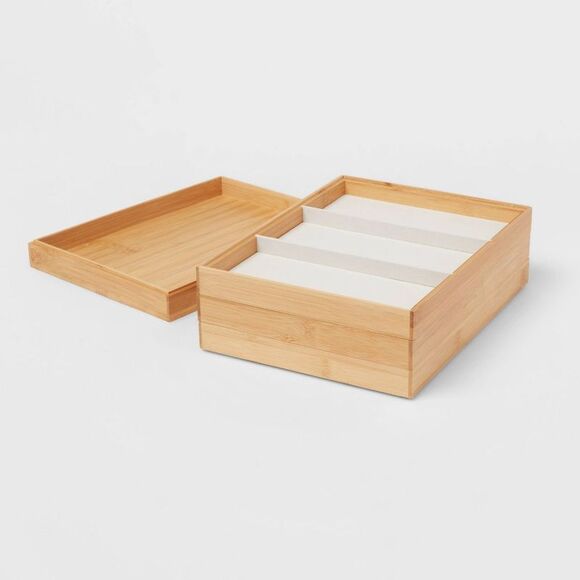 Brightroom - 9" x 12" Stackable Bamboo Accessory Tray Set with  Bamboo - Picture 1 of 4